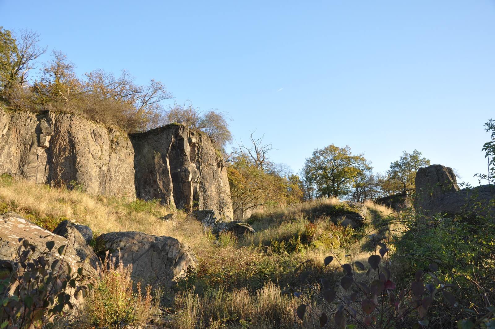 Offene Steinbruch-Landschaft mit Trockenrasen am Stenzelberg - Lupe Reisen